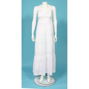 JESSICA SIMPSON Maxi Dress Long White Flower Eyelet Tiered Boho Women’s sz S 504
